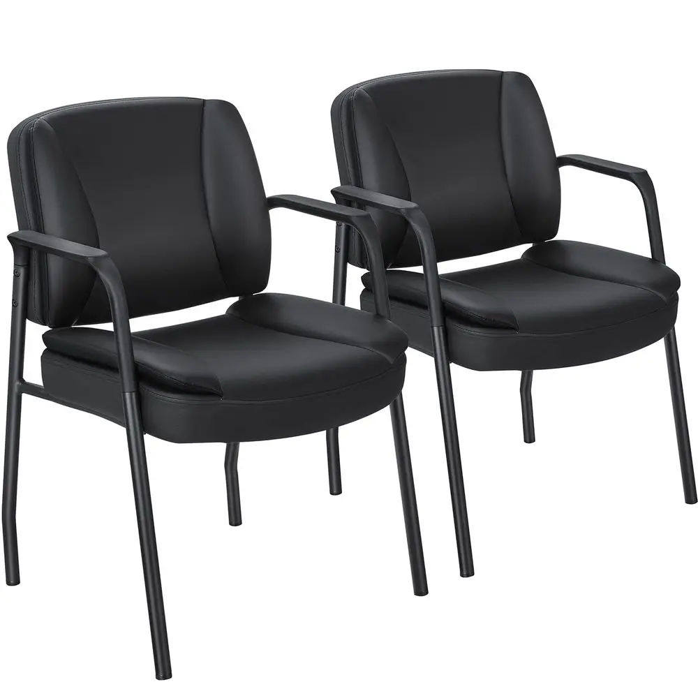 

Office Guest Chair Waiting Room Reception Chairs Set of 2, PU Leather Executive Desk Chair with Padded Armrests for Meeting Con