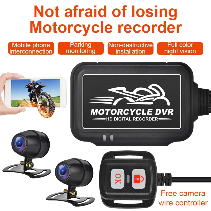 

Motorcycle DVR Dash Cam Dual 1080P Full HD Front Rear View Waterproof WiFi Motorcycle Camera Logger Recorder Box