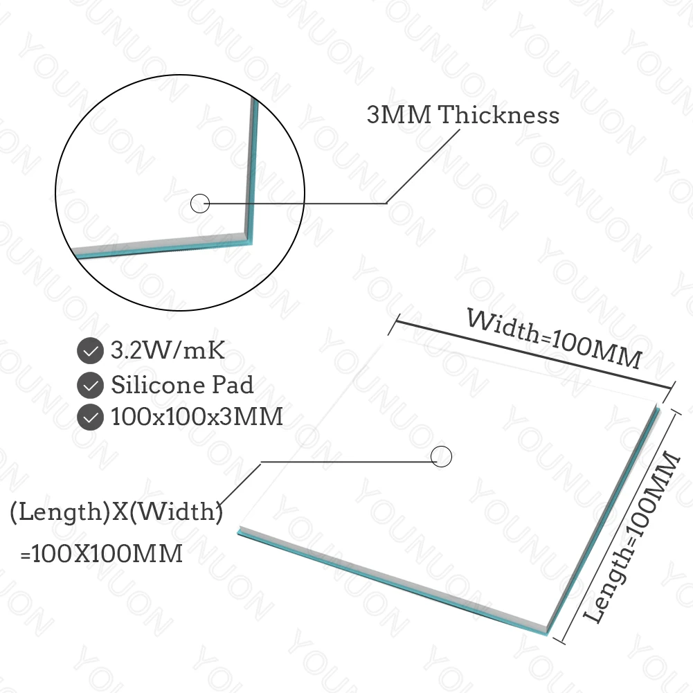 2PCS 100X3MM White