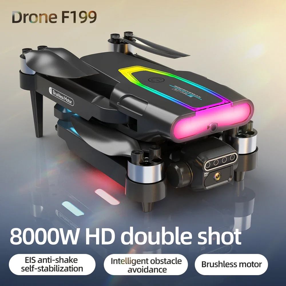 For xiaomi F199 Drone HD Aerial Photography Two-Axis Steering Gear Brushless Motor Obstacle Avoidance Double Camera Drone Toy