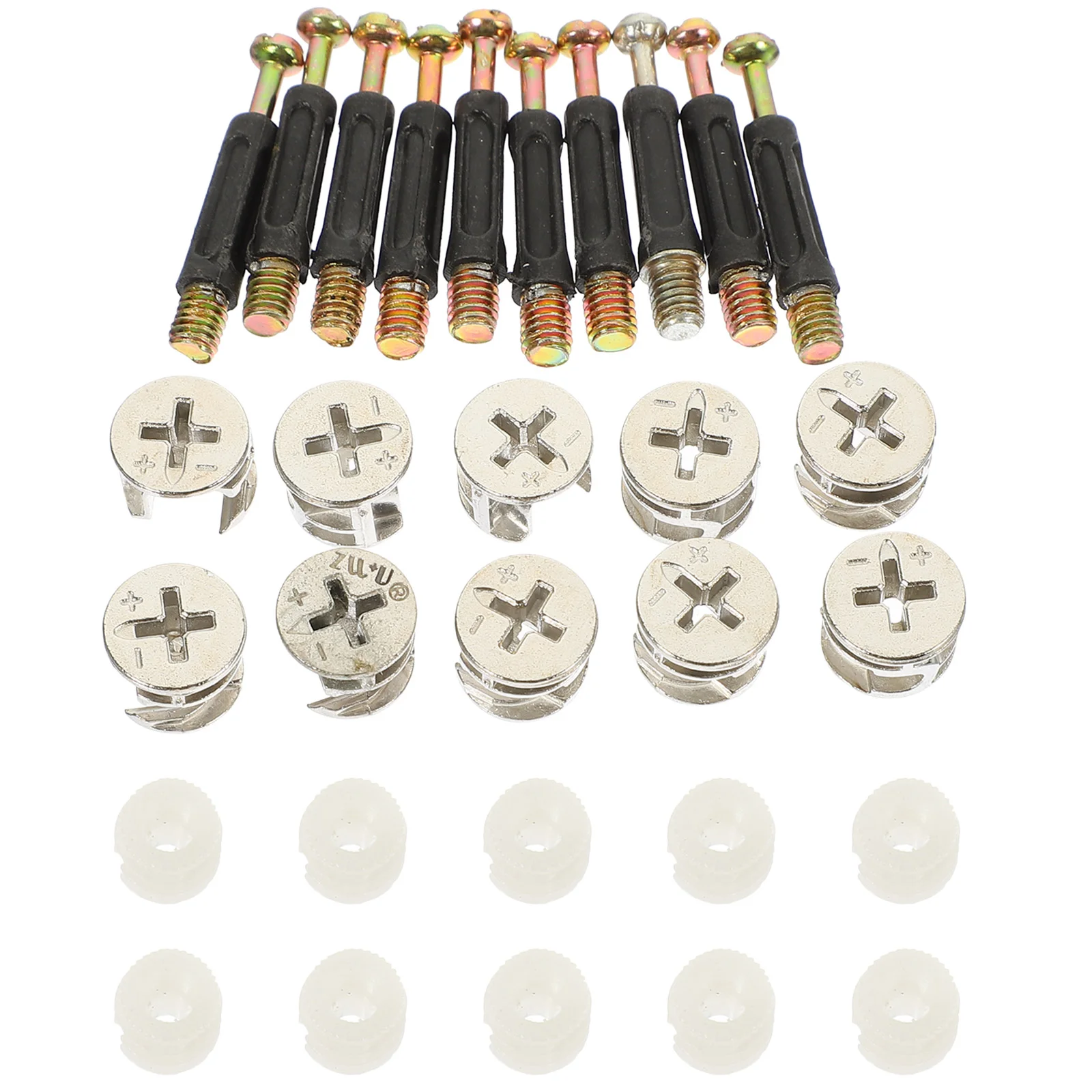 10 Sets Furniture Dowels Pre-Inserted Nuts Cam Fittings Connector Side Connecting Computer