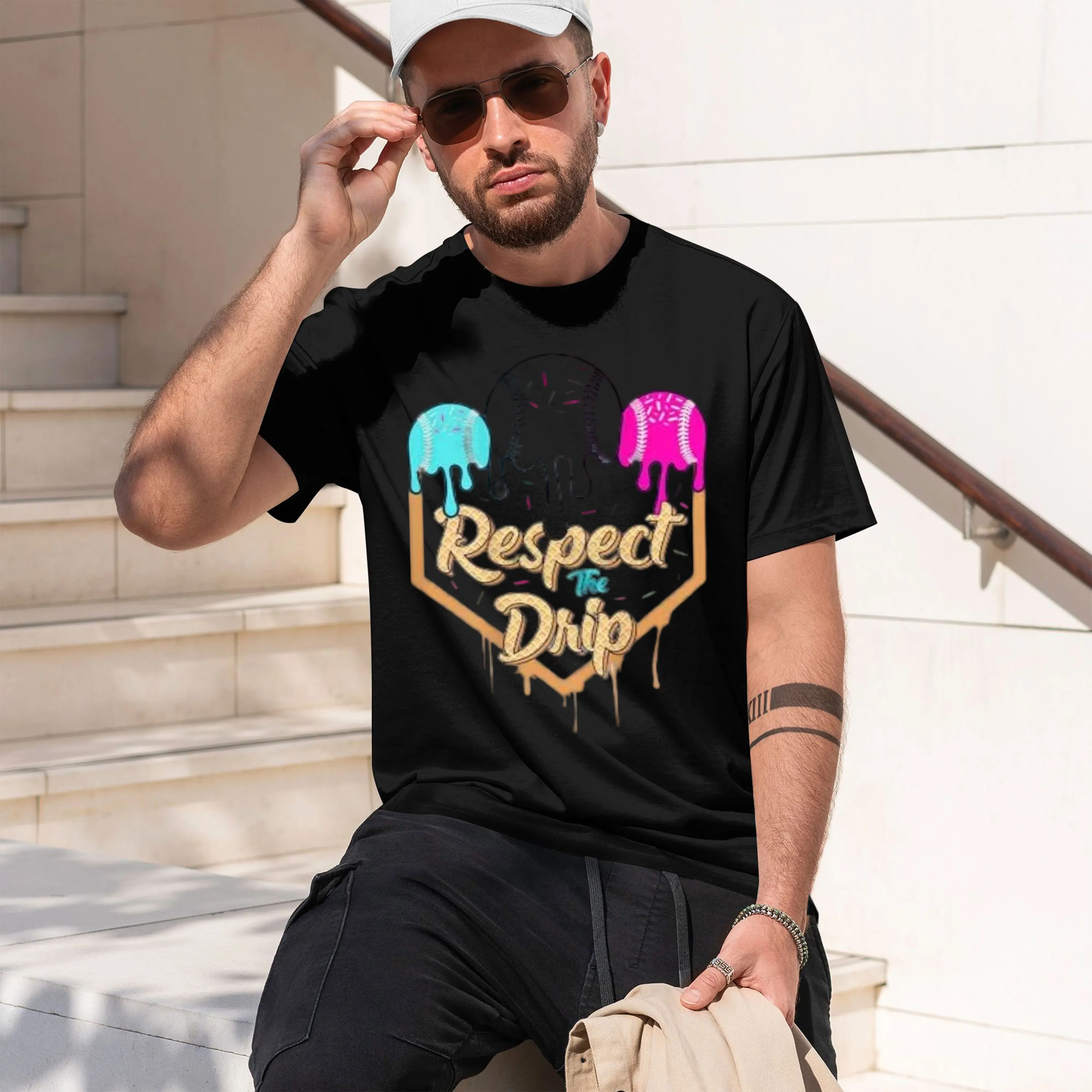 2026 New Model Baseball Ice Cream ip s Home Plate Glove Respect ip T-Shirt Game Day Sports Lover Clothes s Fashion Y2k Graphic