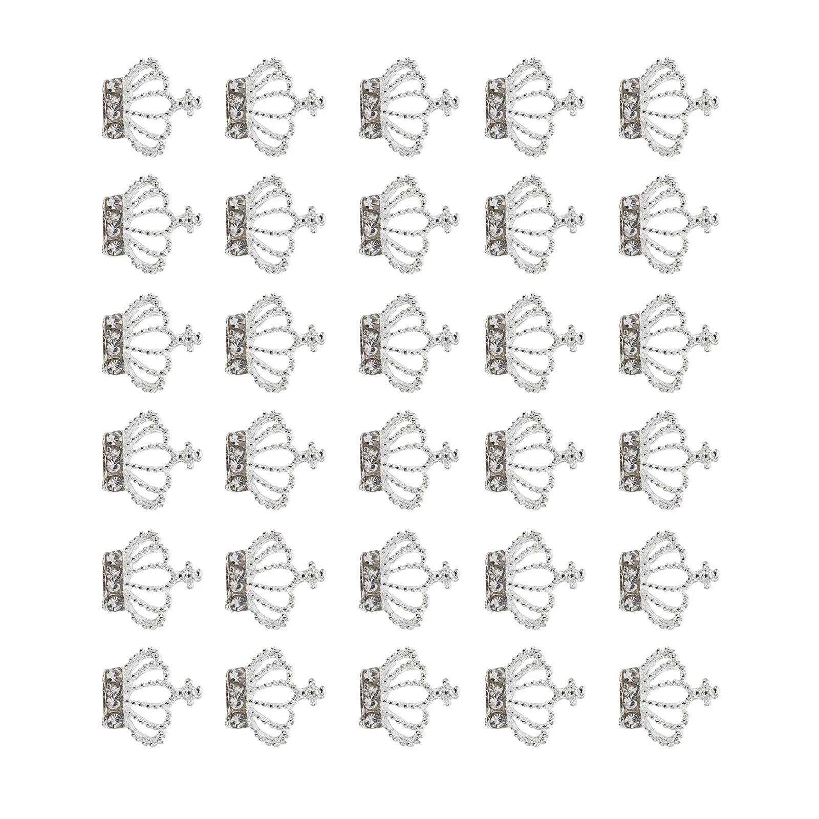30Pcs Nail Art Rhinestones Crown Glitter Charms for Manicure Creative Nail Design Salon Home Use Crown Rhinestone