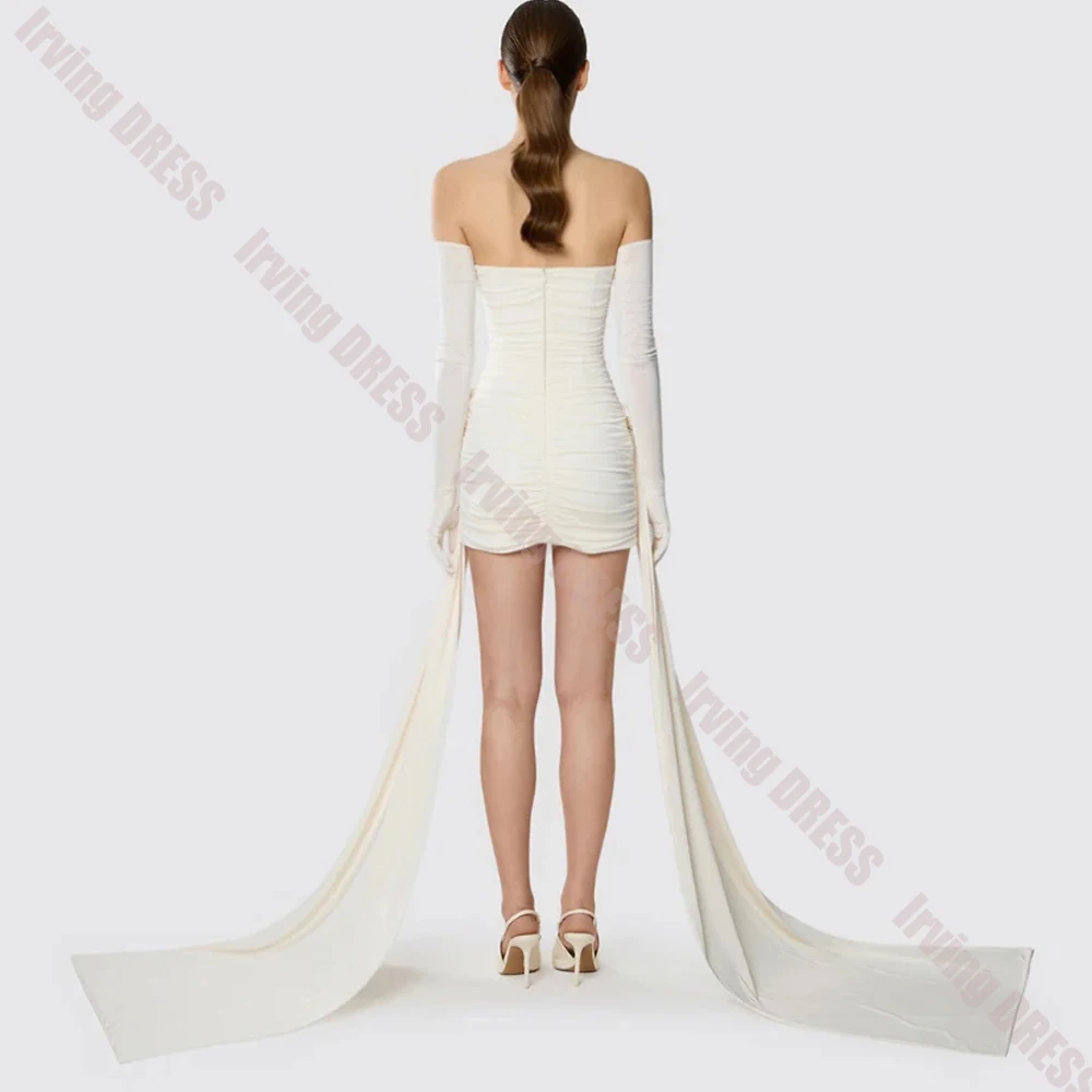 Sexy Homecoming Dress Customized Off Shoulder Sleeveless Backless with Streamer Ruffles Teens Wedding Dresses Mini Cocktail Gown