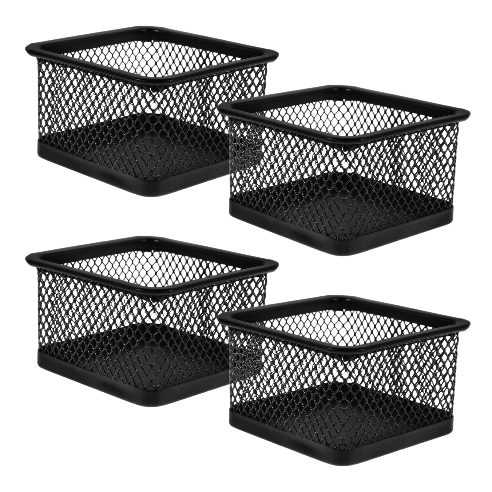 

4pcs Paper Clip Storage Box Magnetic Holder Bracket Binder Desk Organizer Iron Mesh Snack Study Supplies Container