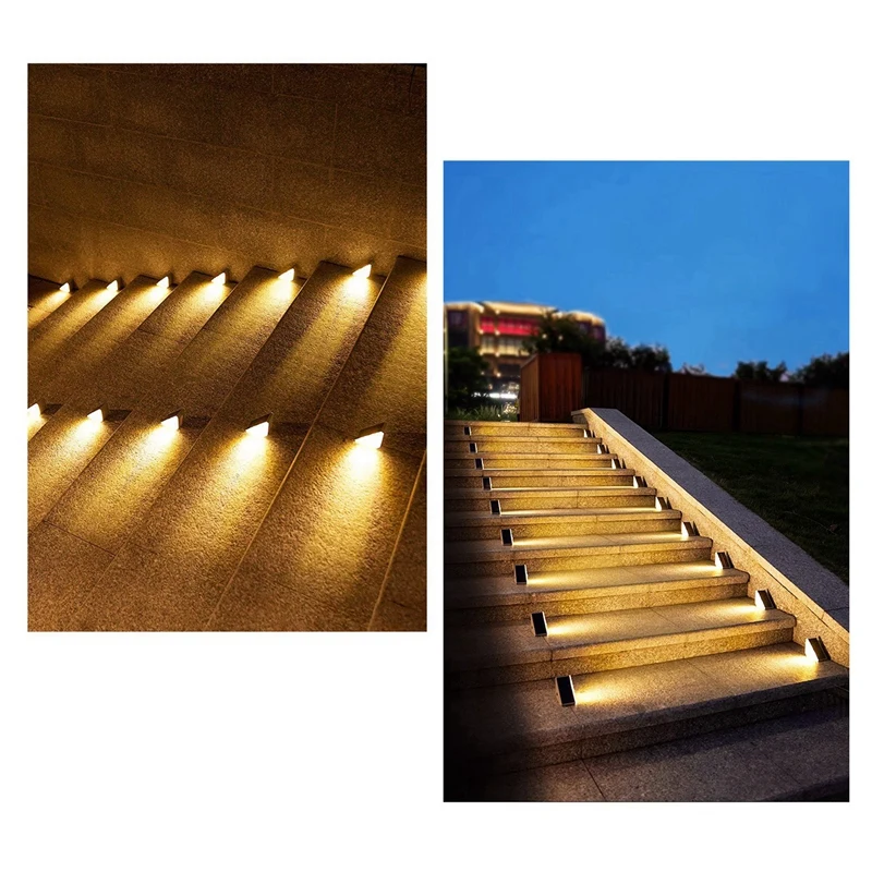 2Piece LED Solar Stair Light Waterproof Solar Landscape Light For Outdoor Courtyard Wall Light Constant Light