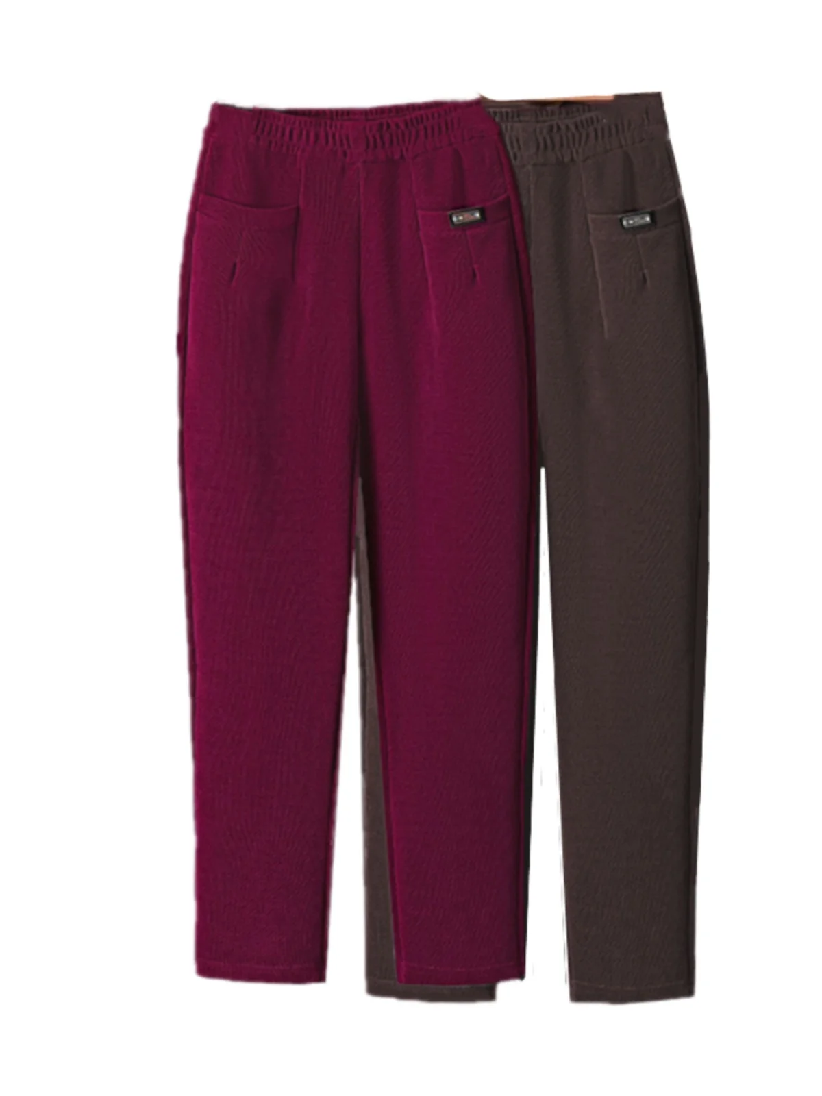 بنطلون نسائي كاجوال سميك من الصوف للخريف والشتاء، بخصر عالٍ وتصميم هارلان، سروال مخملي دافئ ومريح من ألياف البوليستر #5