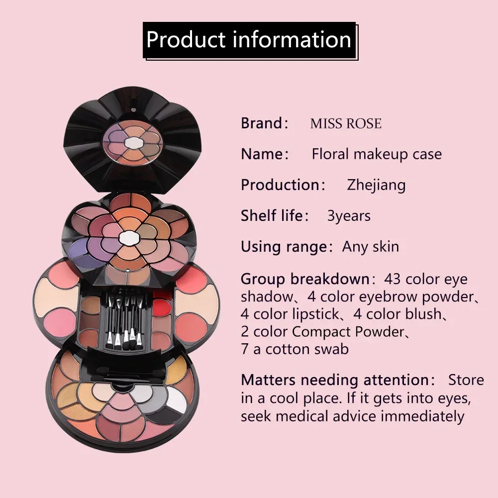 Miss Rose Make-Up Gift Sets for Women Kit Profesional Makeup Palette Eyeshadow Blush Concealer Waterproof Gift Kit Set Cosmetics