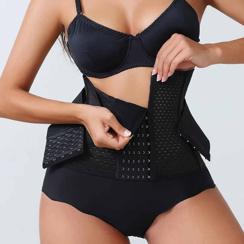 Thin Women's Belly Strap with Breathable Hollow Out Strong Shaping Restraint Strap Three Row Buckle Waist Seal for Body Beauty