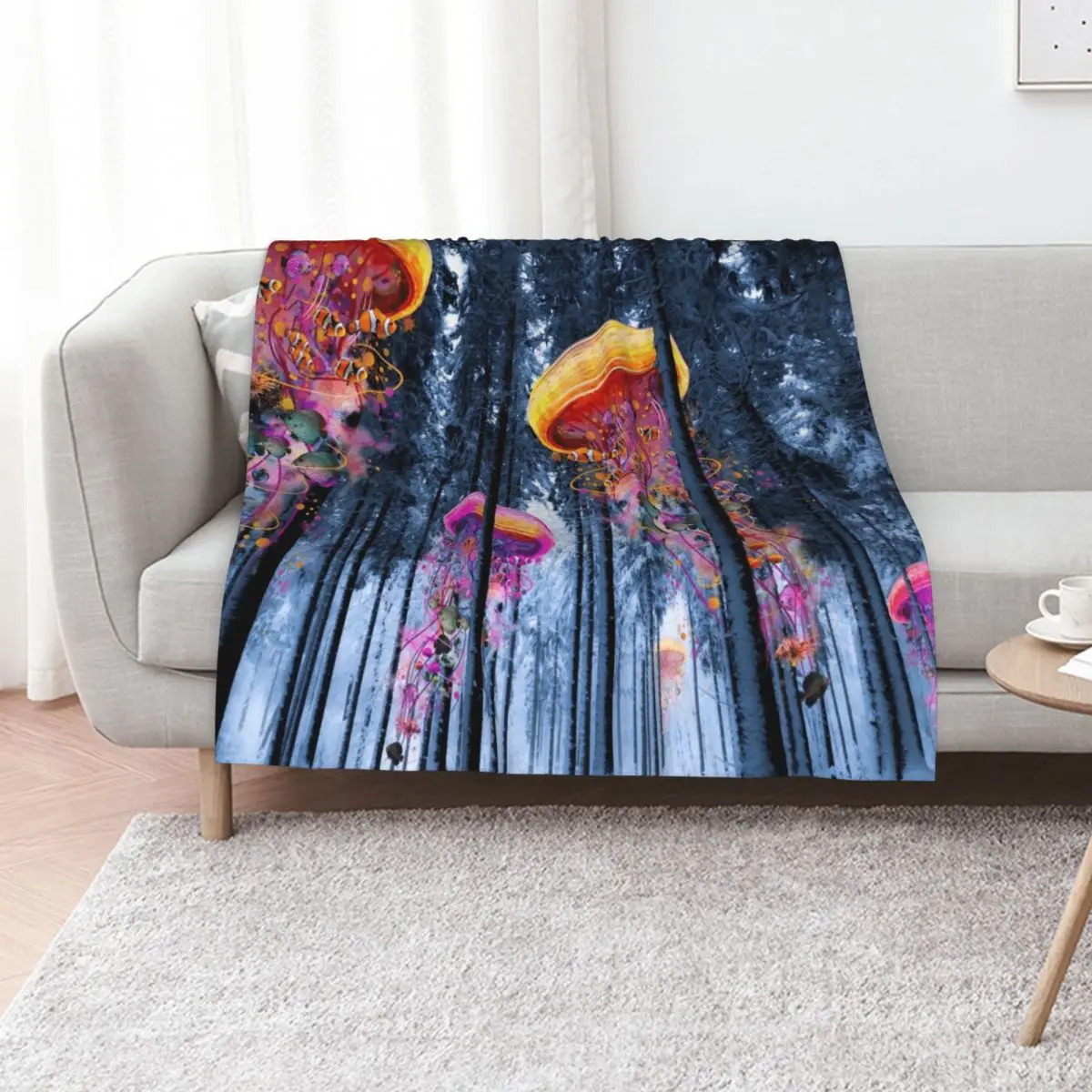 New Winter Forest of Electric Jellyfish Worlds Throw Blanket for babies Beach halloween Kid'S Bed covers Sofa Quilt Blankets