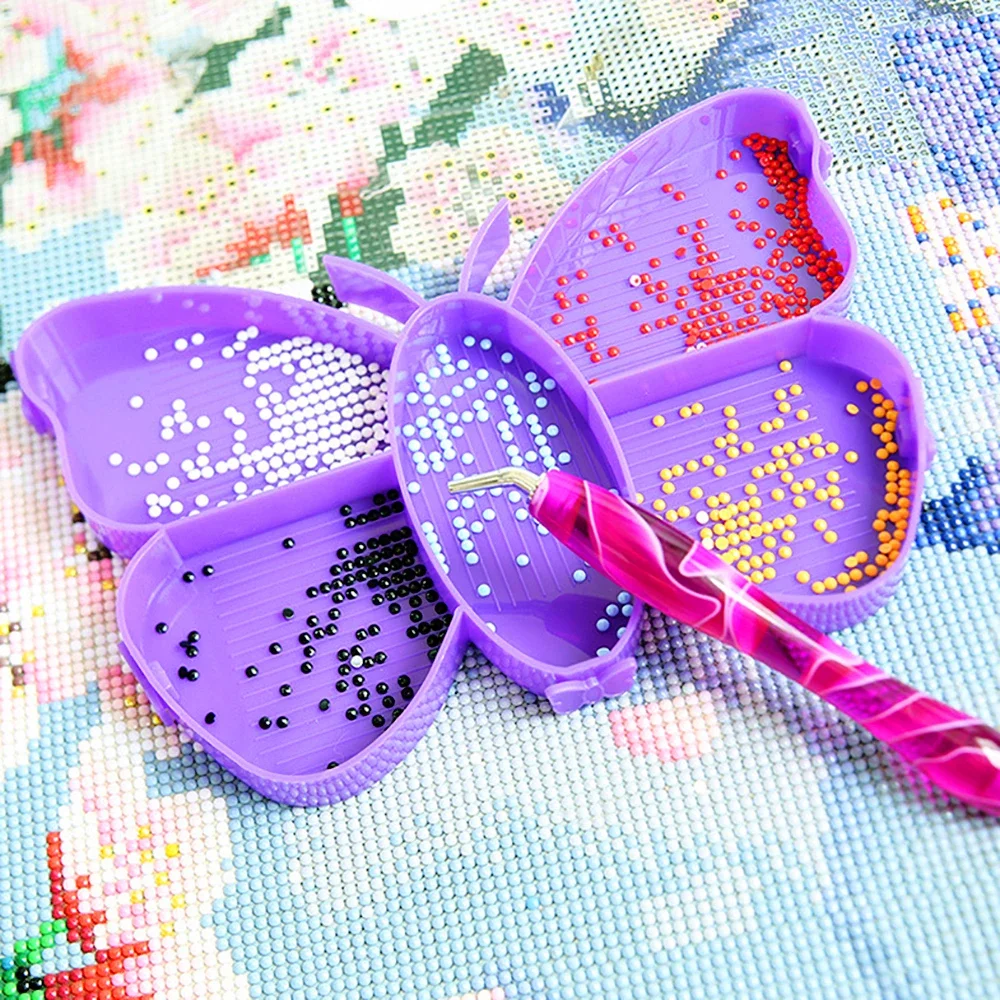 New 5Grid Palette Butterfly Diamond Painting Tray DIY Multifunctional Diamond Painting Accessories Tool Point Drill Tray Set