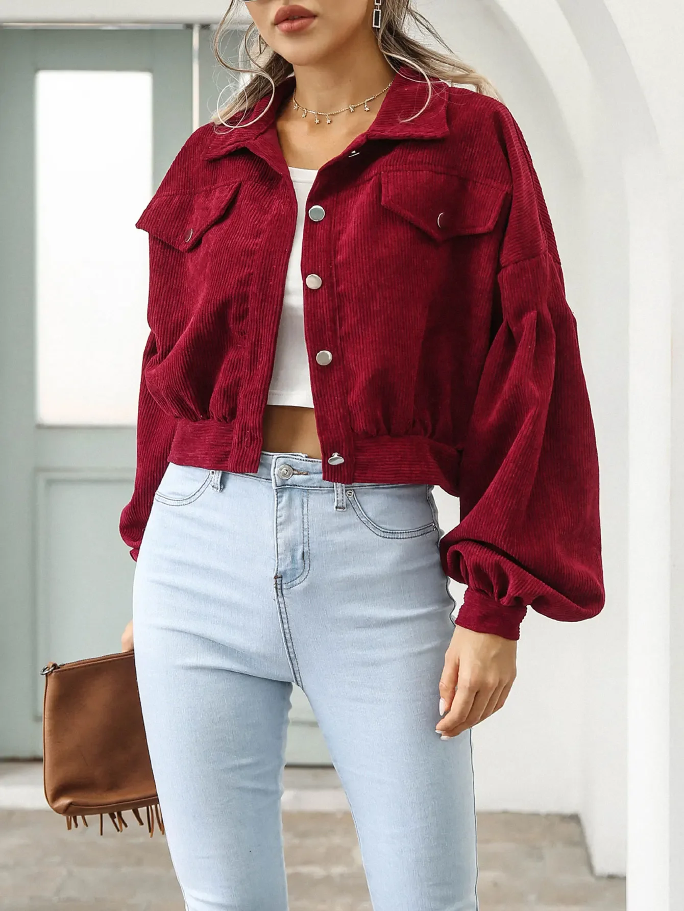 

Women's Lightweight Jackets Autumn Comfortable 2025 Plain Folds Chic Long Sleeve Shirt Collar Outdoor Jackets