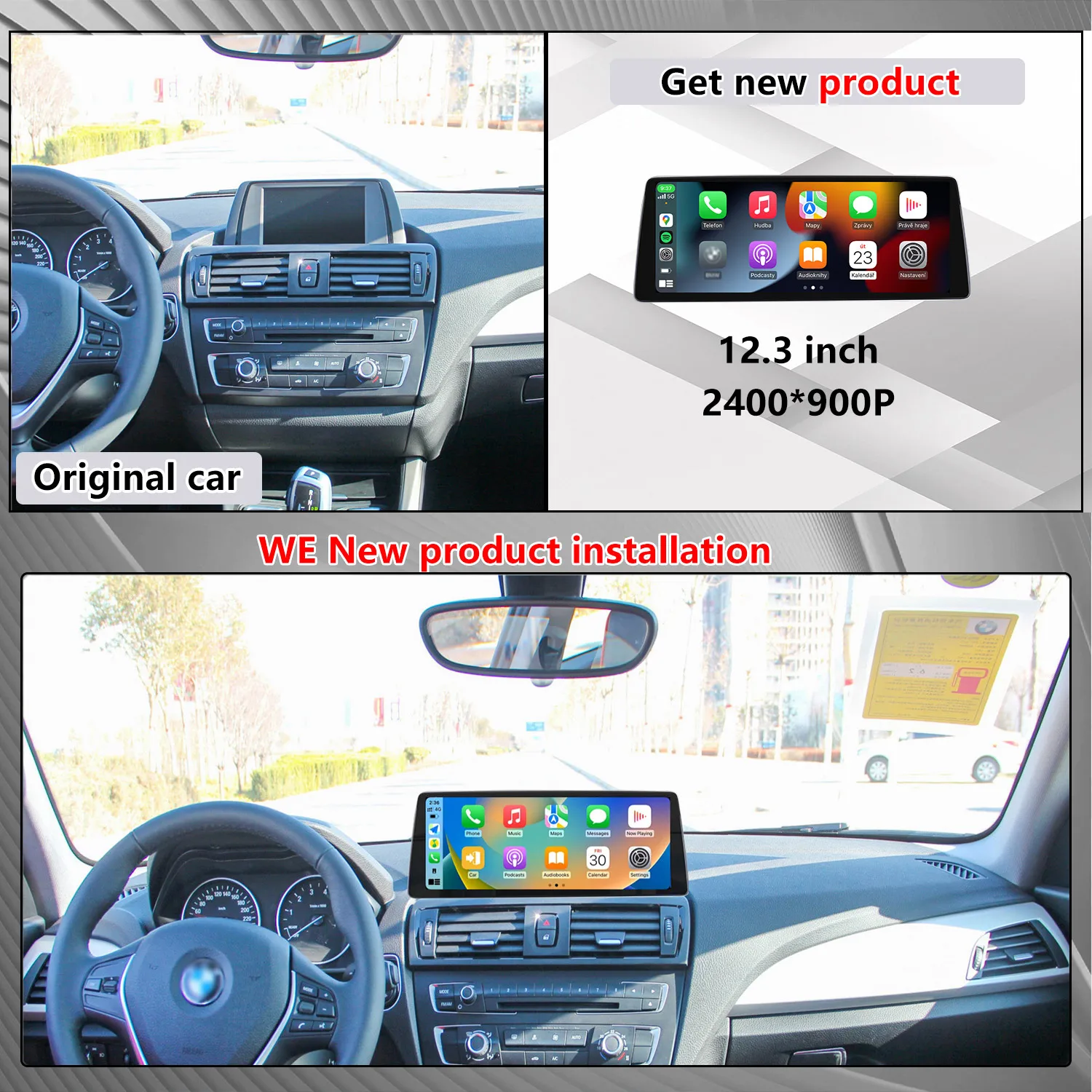 Upgrade 2400*900 HD For BMW 2 series F45 F46 NBT EVO 2013-2018 Car Multimedia Player Screen Modify Wireless Carplay Android Auto