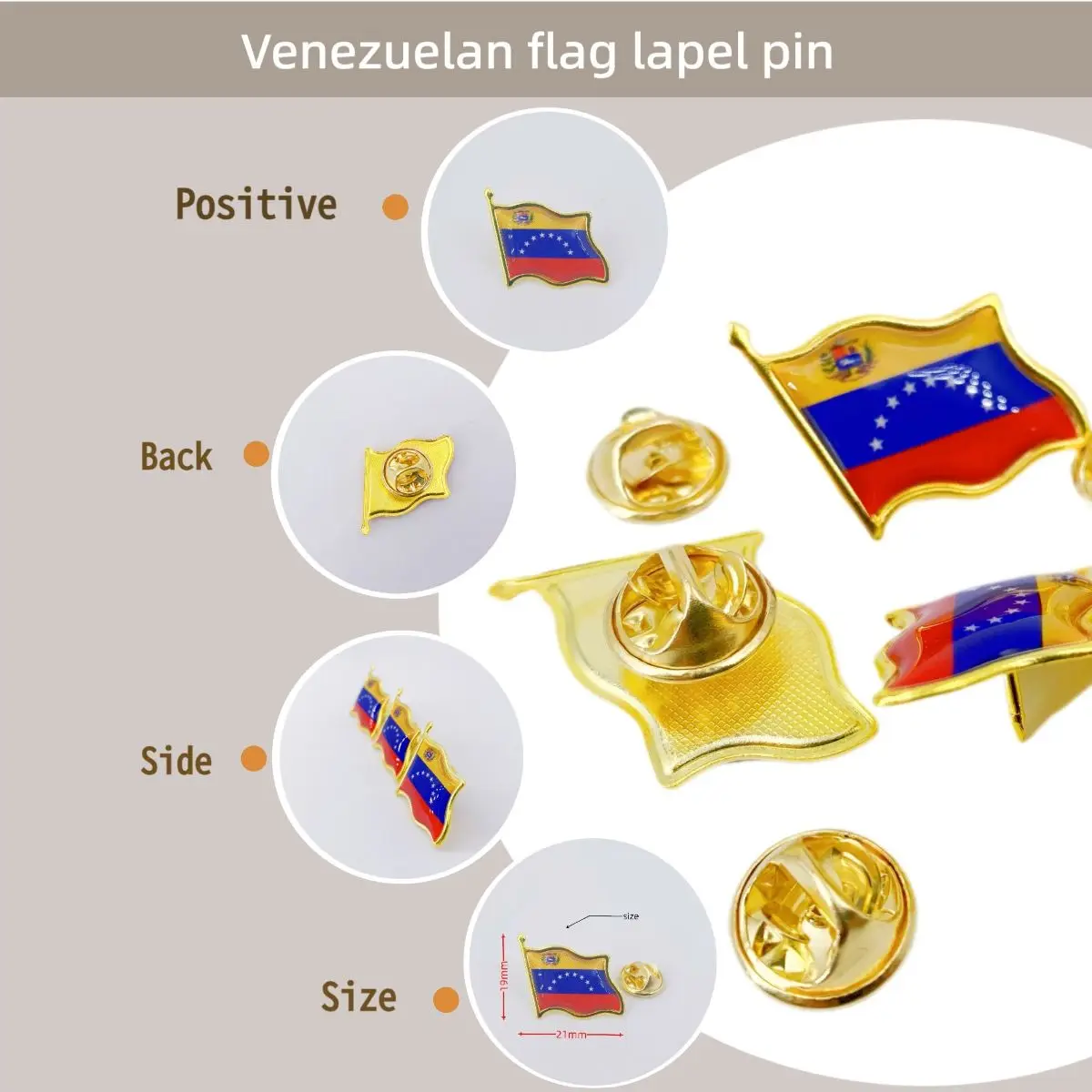 Venezuela Flag Lapel Pin - Enamel Metal National Badge | World Travel Souvenir Gifts for Men & Women | Country Flag Patriotic Br