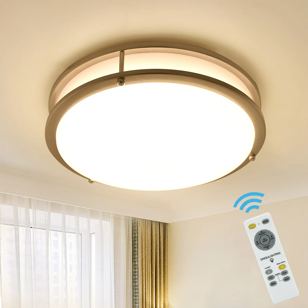 

Depuley 30W Modern Dimmable LED Flush Mount Ceiling Light Fixture with Remote Round Close to Ceiling Lights for Living Room