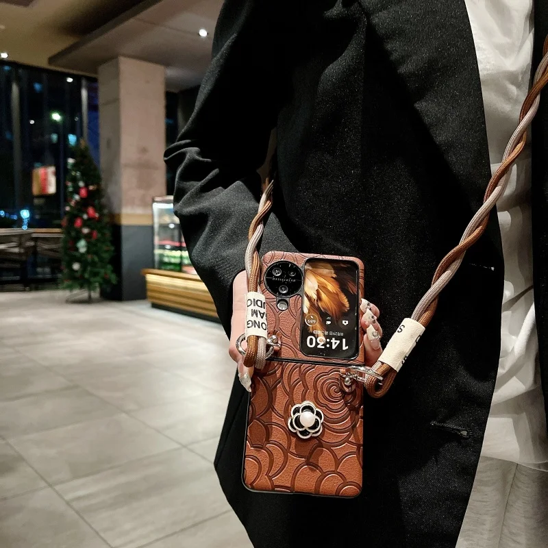 OPPO N3 Funda de teléfono con tapa con patrón de flores, pulsera de moda y cordón, diseño cruzado, accesorios únicos para teléfono
