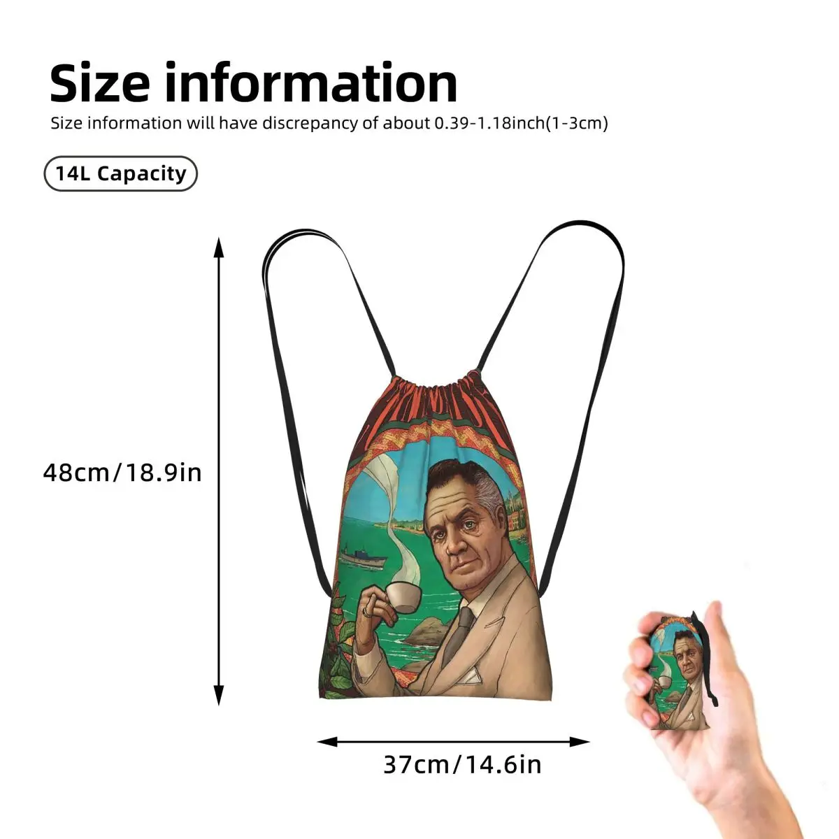 Commendatore - The Sopranos Drawstring Backpack Sports Gym Bag Portable Travel Drawstring Bag for Men Women