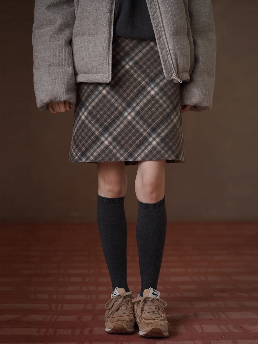 

Винтажная юбка Hacikis Gordon в клетку из шерстяной смеси с высокой талией, А-силуэт, женская, для похудения, школьная, повседневная