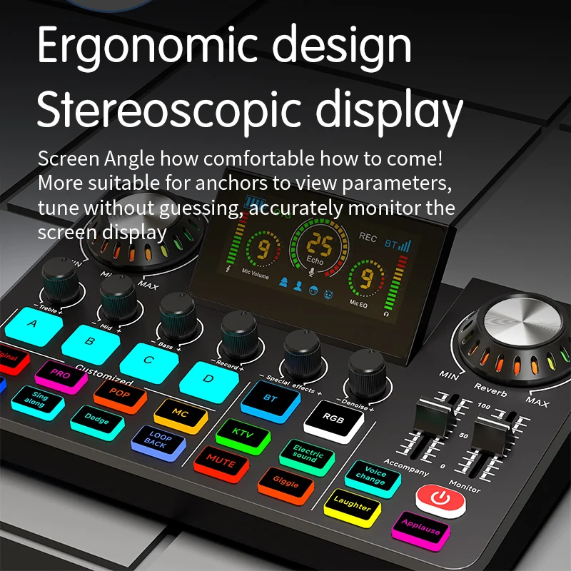 البث المباشر Quipment Podcast Gaming 48V Live Sound Card جهاز مزج الصوت مع جهاز مجموعة الميكروفون لتسجيل البث المباشر #3