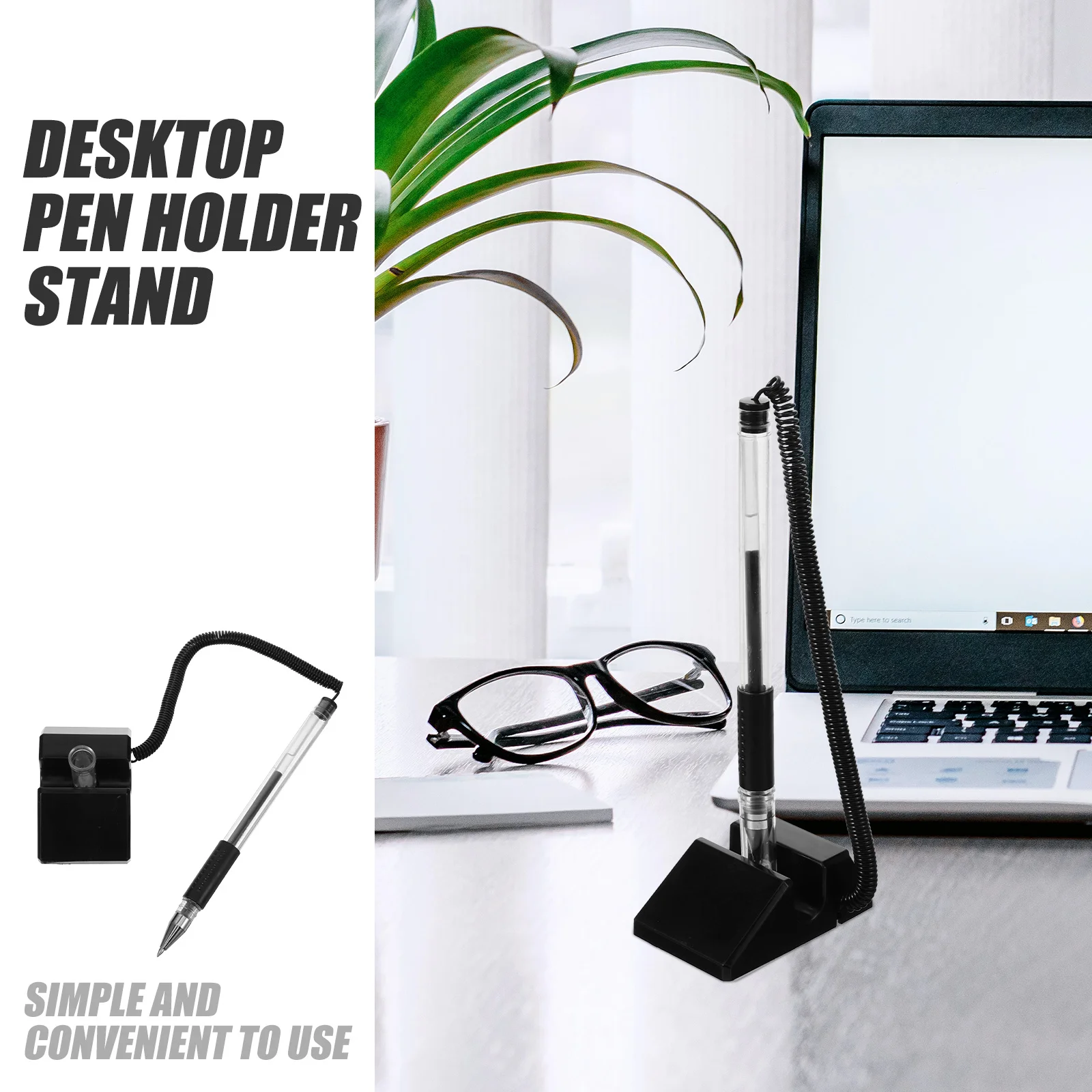 

4Pcs Ballpoint Pen Stationery Signing Pen with Stand Vertical Desktop Design for Office Hotel Lobby Bank Counter Business Use