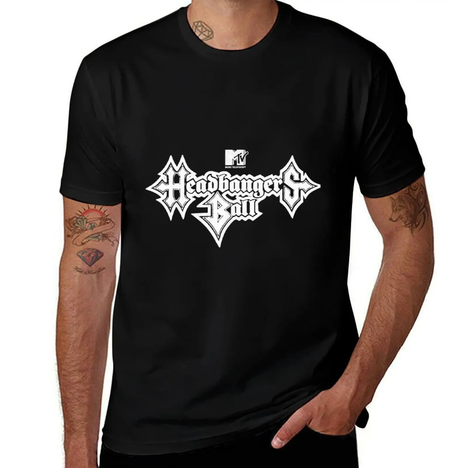 Headbangers Ball Outline Logo T-Shirt sweat kawaii clothes custom t shirt mens t shirts top quality