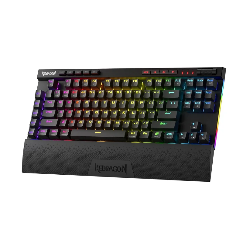 Redragon K587 PRO TKL RGB 3-Mode Wireless Mechanical 87 Keys Gaming Keyboard，Detachable Wrist Rest, Hot-Swap Linear Red Switches