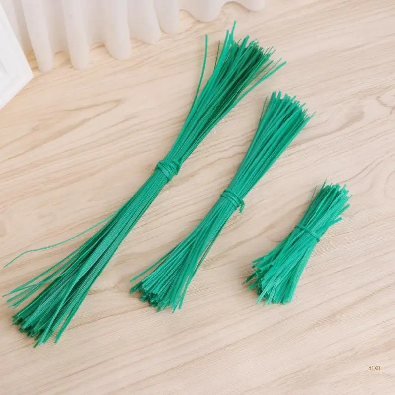 41XB 100 Pcs Garden Coated Twist Wire String Tie Plant Support Plastic Strap Cables