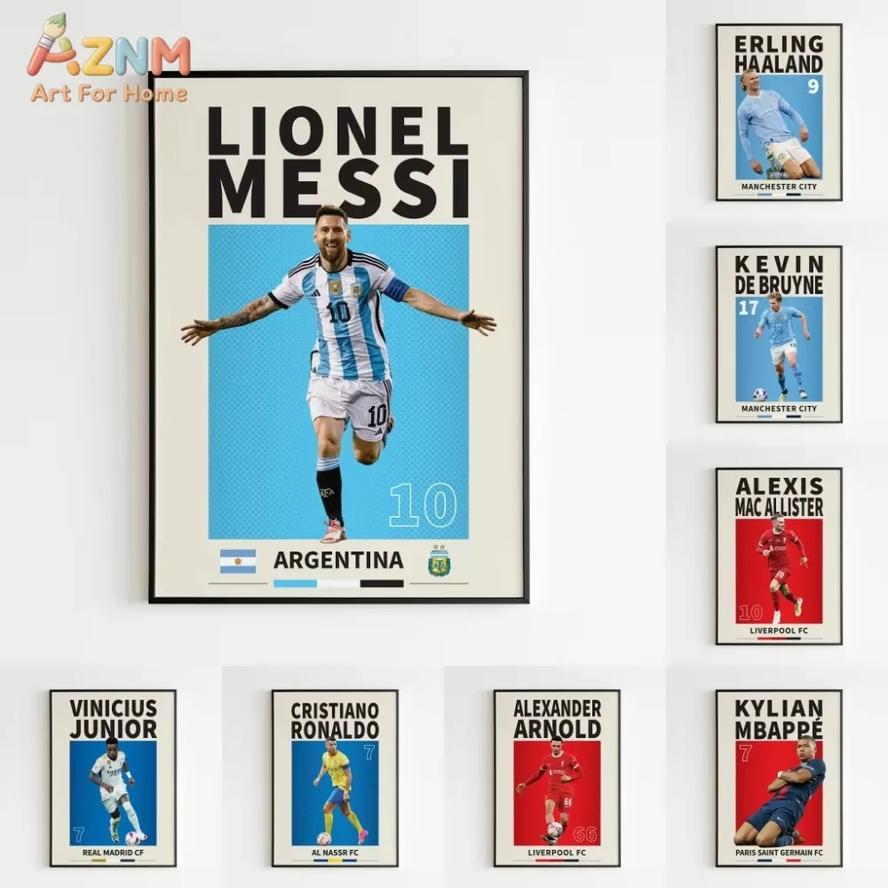 

1pc Modern Realistic Character Wall Art Painting Pop Soccer Poster Football Stars Arena Canvas Prints Dorm Room Home Decor