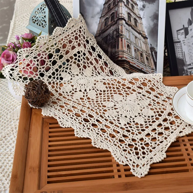 New cotton table place mat pad cloth crochet placemat wedding Handmade Christmas flower kitchen Table decoration and accessories