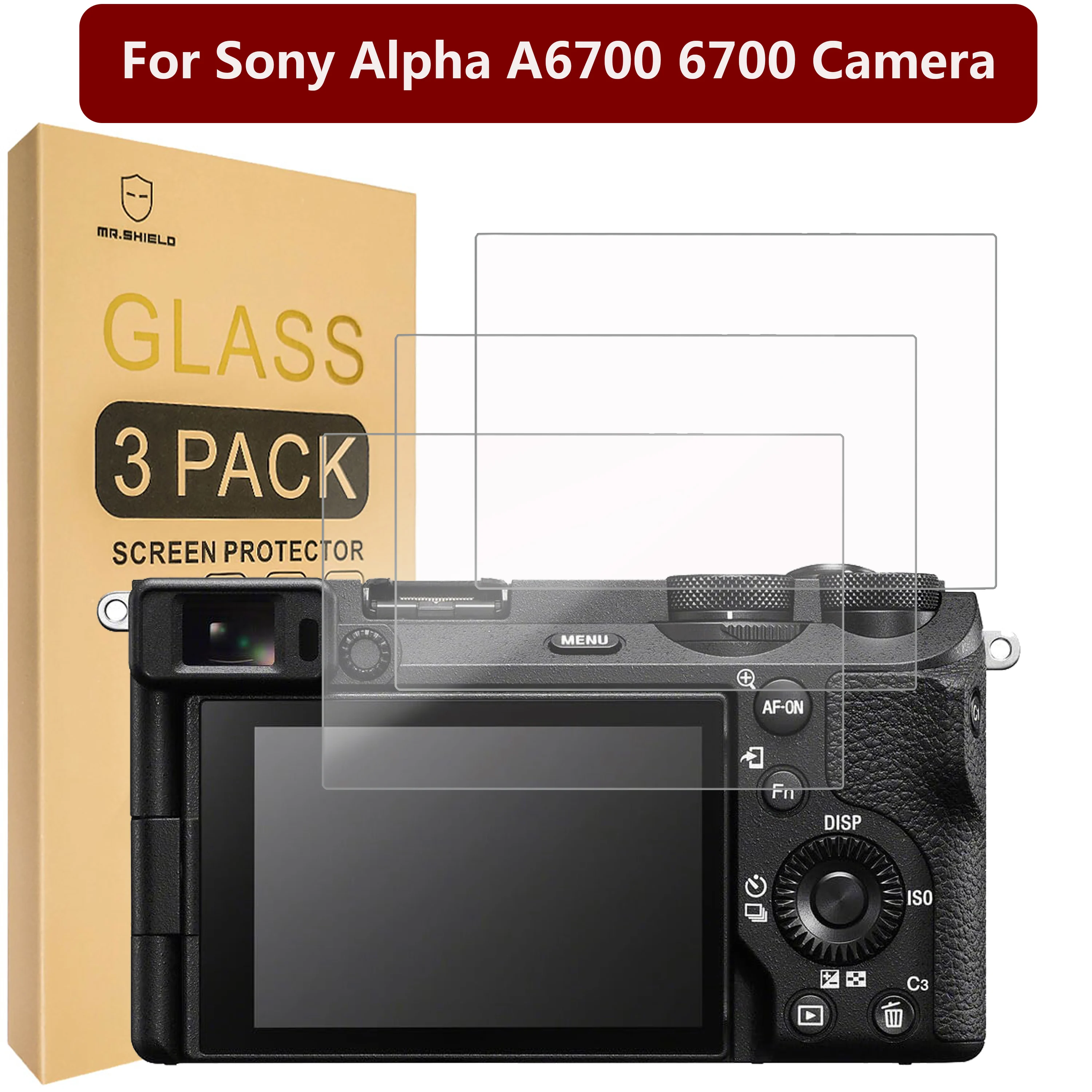 Mr.Shield [3-Pack] Screen Protector For Sony Alpha A6700 6700 Camera [Tempered Glass] [Japan Glass with 9H Hardness]