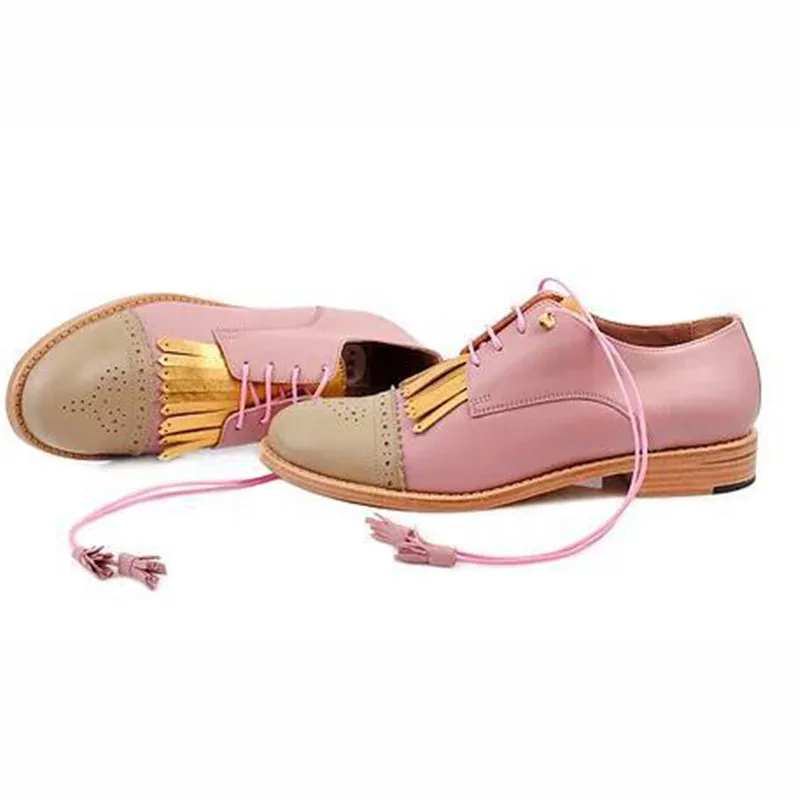 Scarpe oxford nuove in morbida pelle da donna scarpe brogue stringate fatte a mano per il tempo libero scarpe con punta a punta per le signore