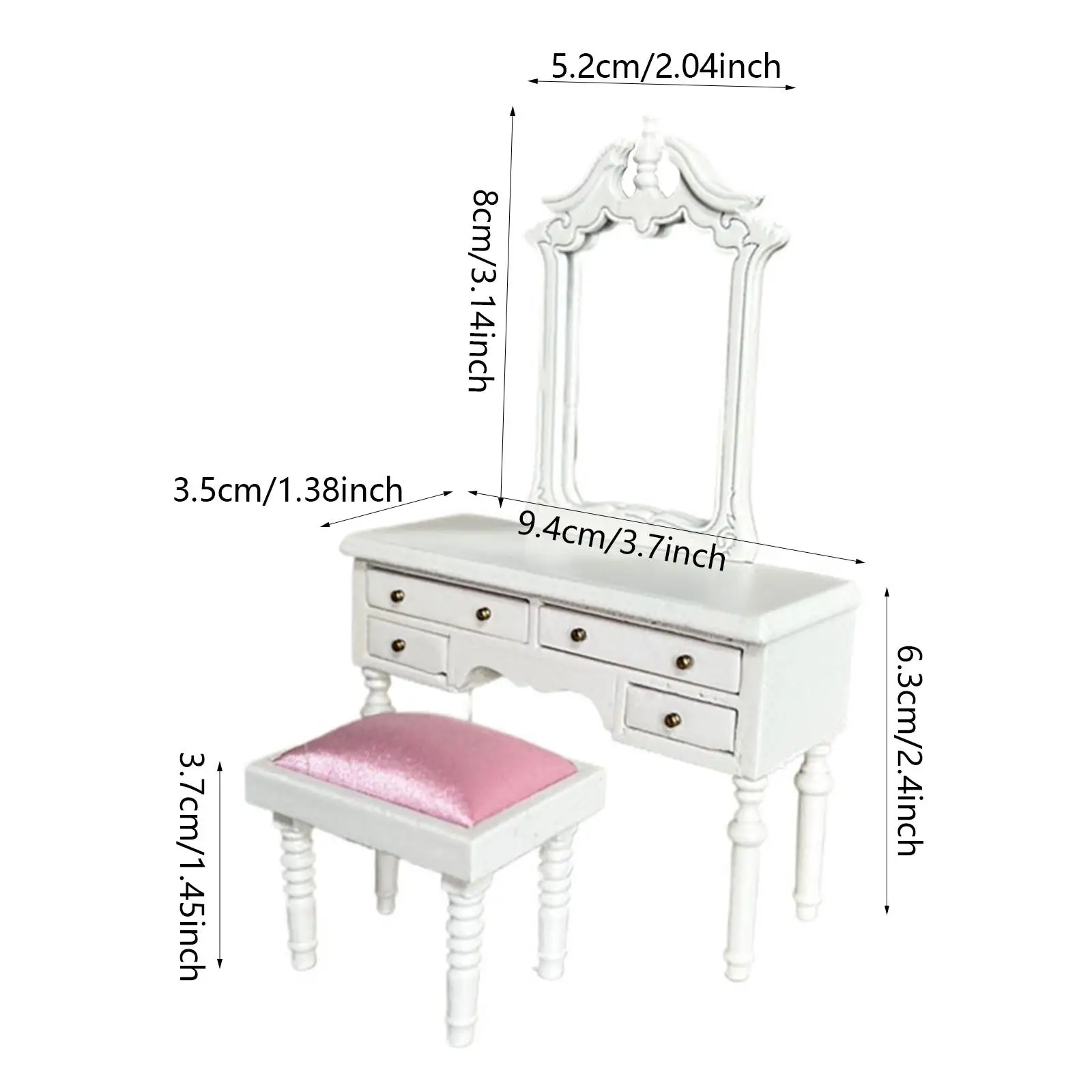 1:12 Schaal Dollhouse Vanity Mini Furniture Life Scene Verjaardagscadeau Slaapkamermeubilair Houten meubilair voor Dollhouse Garden