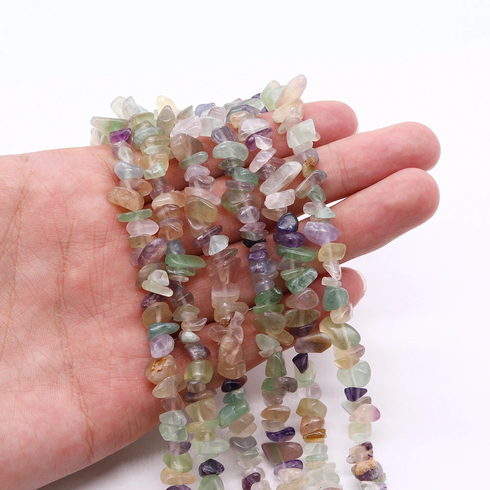Natural Colorful Fluorite Chip Gravel Beads Irregular Semi-precious Stone Handmade Creative Necklace Bracelet Accessory 1 Strand