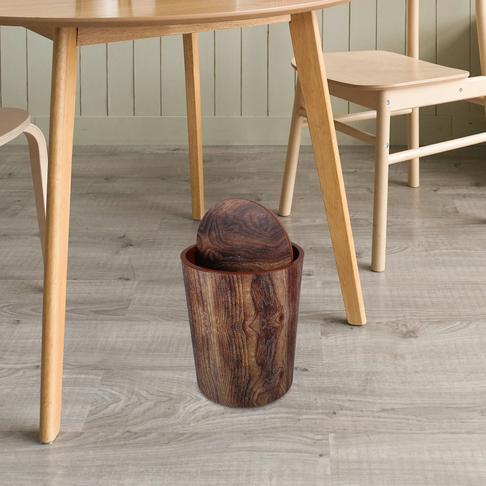 

Garbage Can Bedroom Trash with Lid Bathroom Bin Farmhouse Desk Desktop Rotating