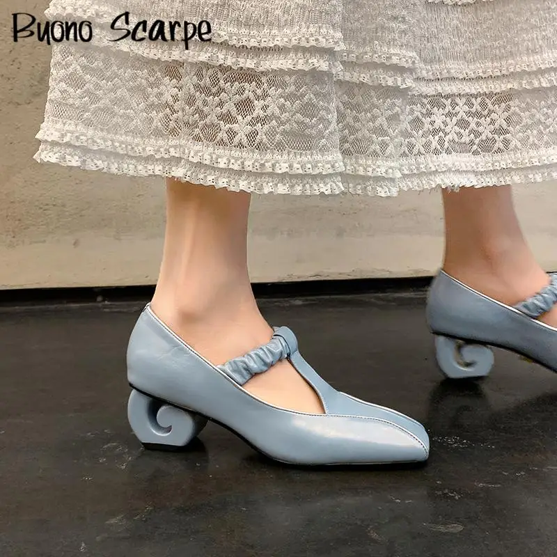 

Женские туфли-лодочки из натуральной кожи в западном стиле с квадратным носком на странном каблуке, однотонные туфли без шнуровки на мелком каблуке, новая модная классическая элегантная обувь