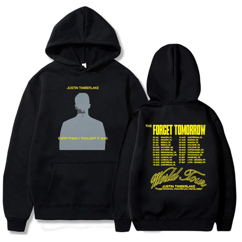 Printing Hoodies Men Justin-Timberlake The Forget Tomorrow World Tour 2024 Heavy Mental Sudaderas Hombre Graphic Hoodie Winter