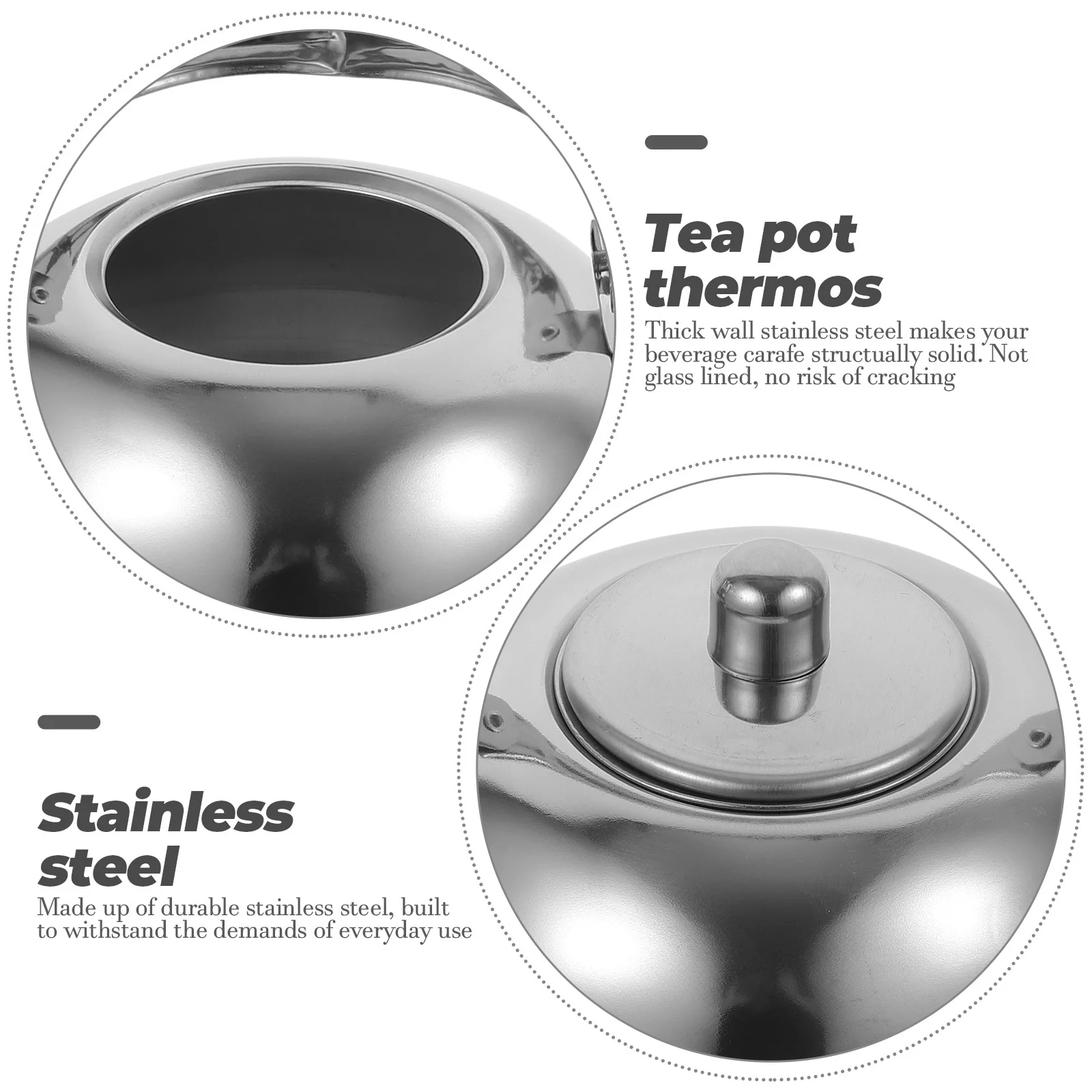 

1.5L Stainless Steel Tea Pot Thick Wall Vacuum Insulated Water Pot For Coffee Tea Beverage Home Office Travel Use Silver