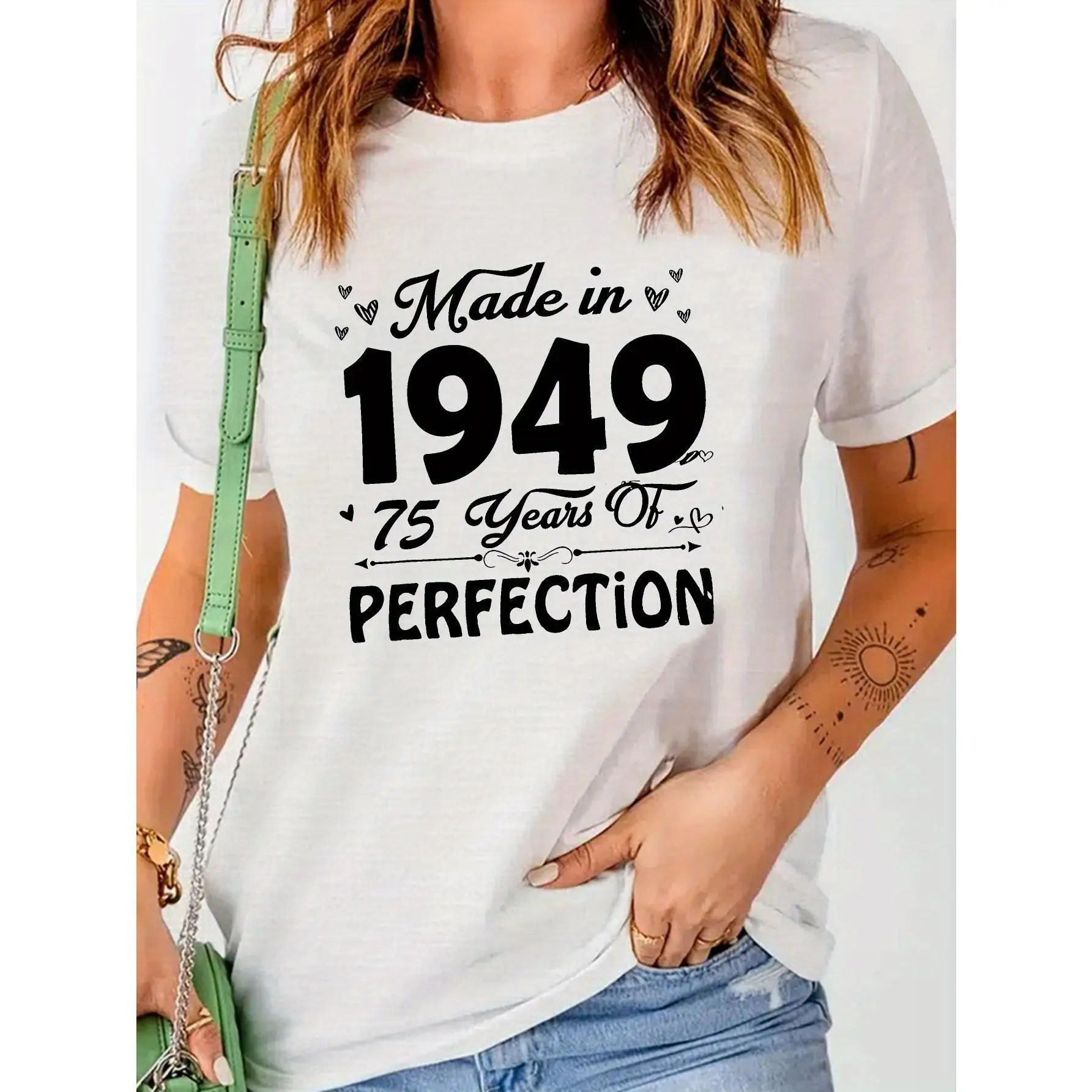 

Vintage 1949 Print T-shirt, Short Sleeve Crew Neck Leisure T-shirt For Spring & Summer, Women's Clothing