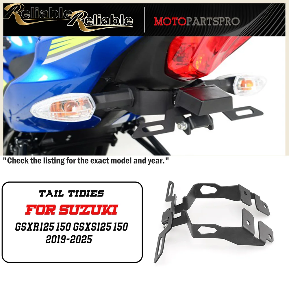 

Motorcycle accessories License Plate Holder Bracket Rear Tail Frame Fender for Suzuki GSXR 125 150 GSXS 125 150 2019-2024