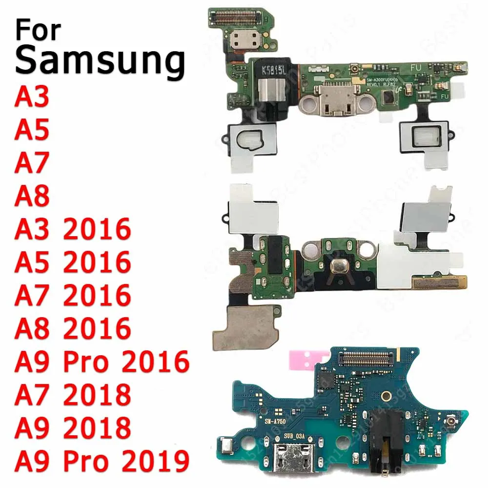 Usb Connector Charging Port For Samsung Galaxy A8 A9 Pro 2019 A3 A5 2016 A7 2018 Charge Board Plate Ribbon Socket Parts