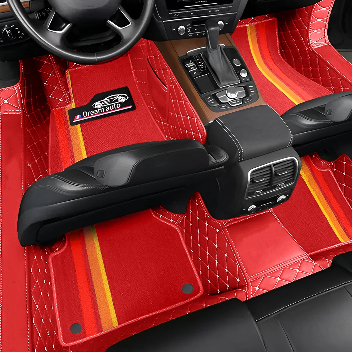 

High quality hot Car Floor Mats Double Beige For Genesis G80 2018 - 2024 Leather Chenille Mats Car Interior Accessories Carpet