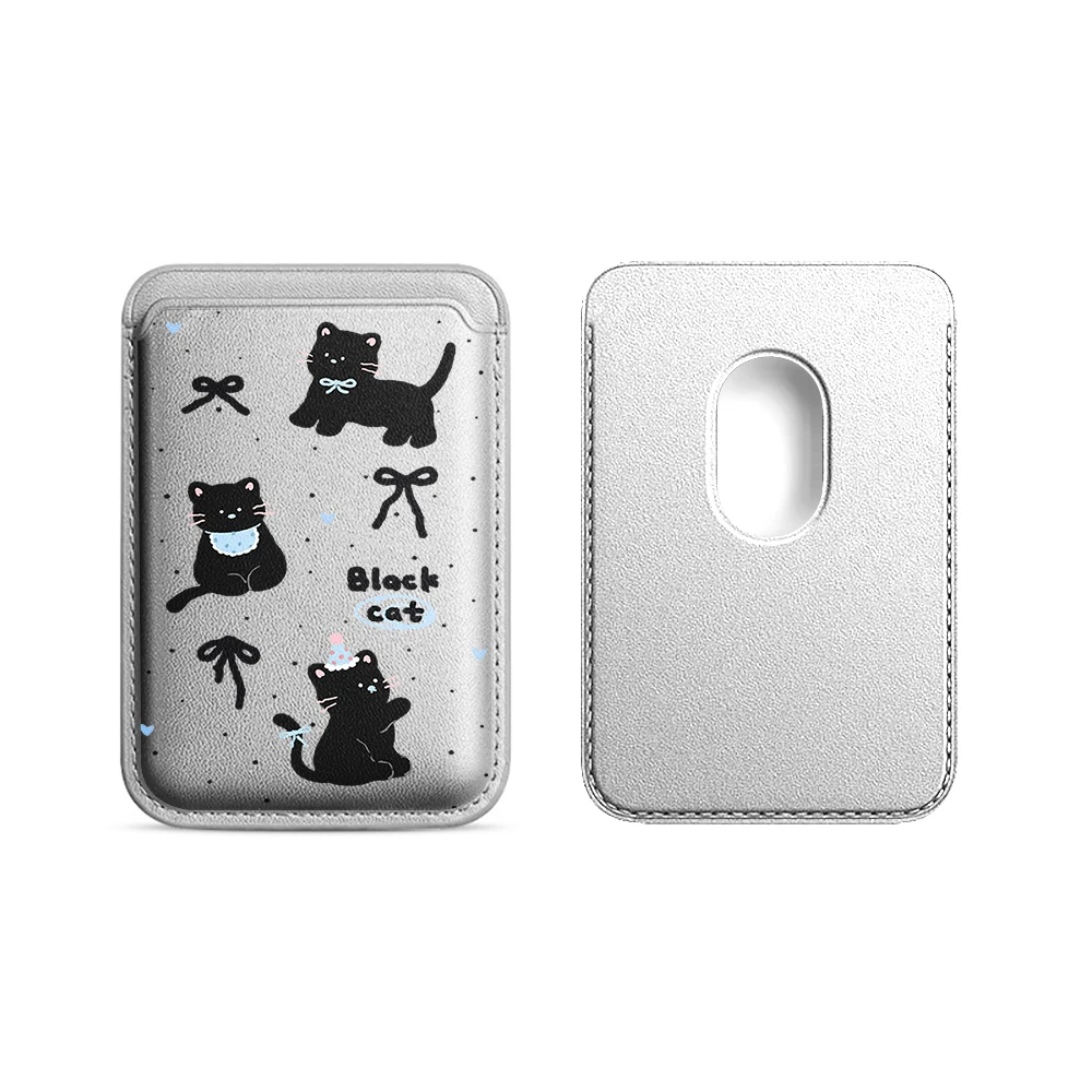Niedliche schwarze Katzen-Leder-Kartenhülle mit Magnetverschluss, geeignet für alle iPhones, kompatibel mit MagSafe, Kartenhalter für die Rückseite des Telefons. – Detail 22