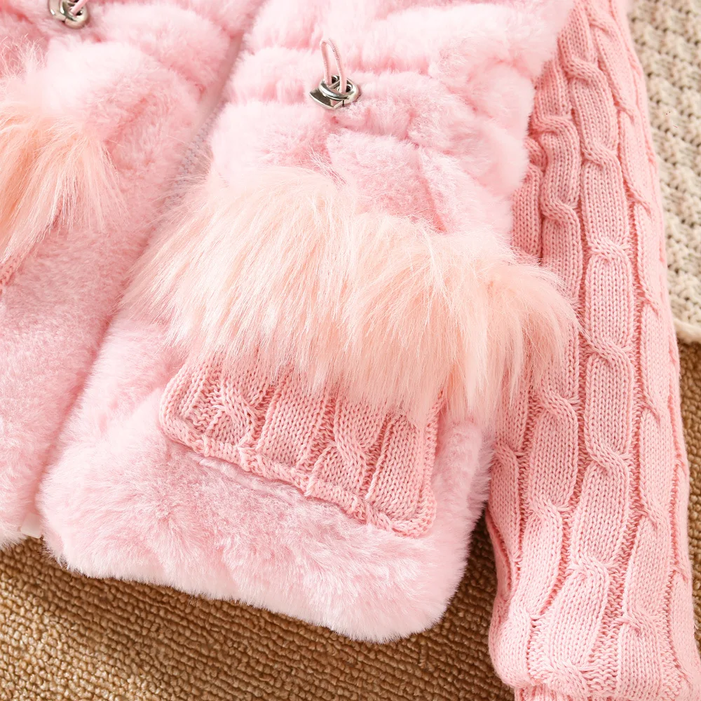 1 2 3 4 Jahre Winter Baby Mädchen Plüschjacke Verdickte Wärmende Mädchen Pullover Mantel Modische Kleinkind Kapuzenjacke Kinderkleidung – Detail 9