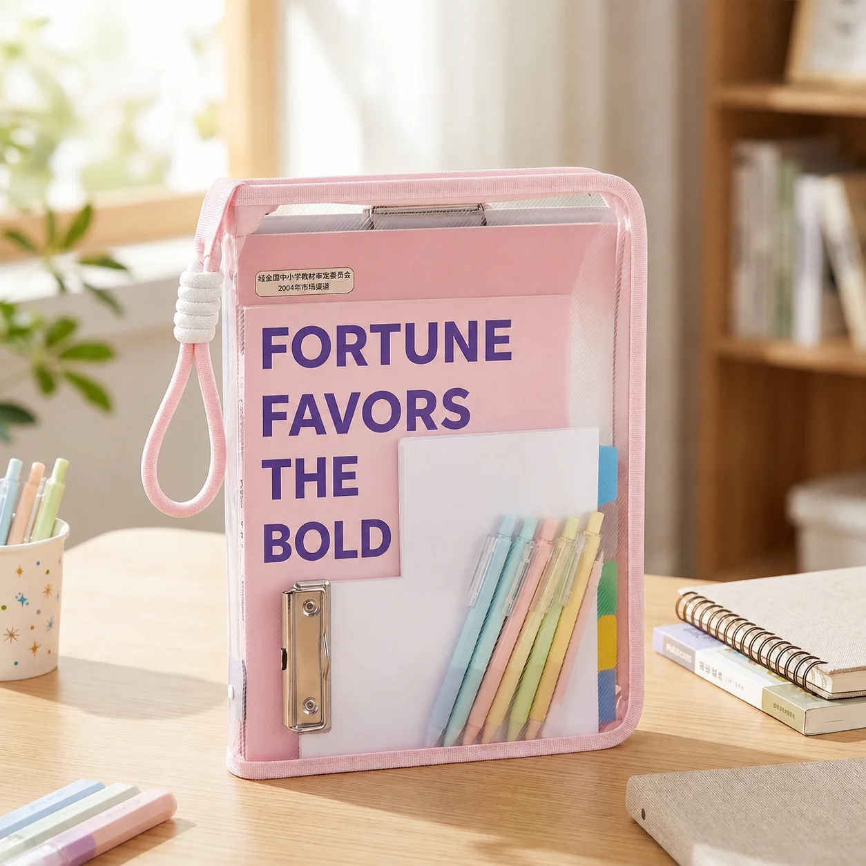 Transparent Pvc File Bag Transparent Zipper File Folder Handle File Bag Large Capacity Exam Paper Storage Bag For Contracts A4