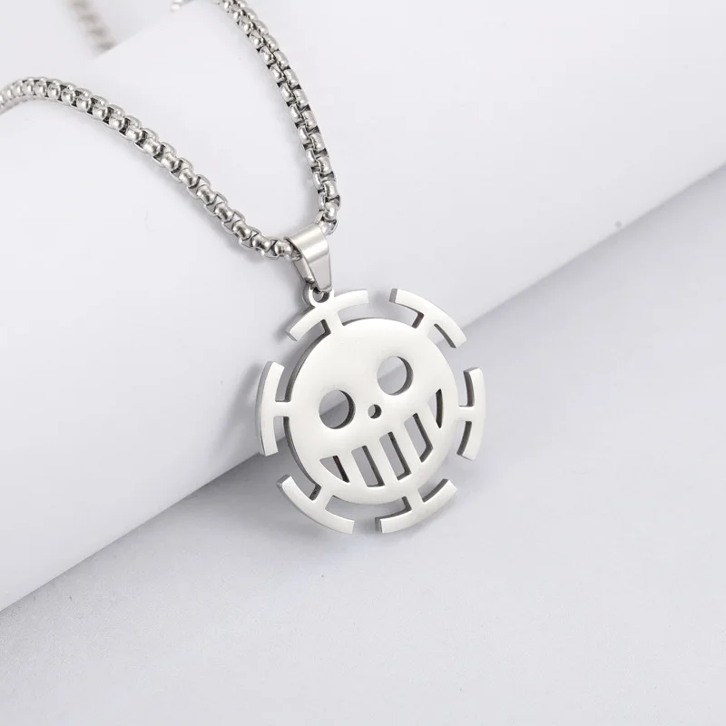 Cartoon Pirate Pendant Necklace High-Value Kawaii Stainless Steel Anchor Ship Charm Chain Nautical Jewelry for Women Fans Gift