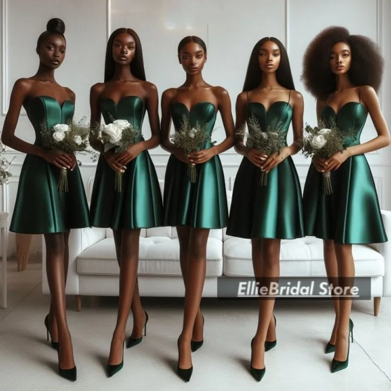 

Short Bridesmaid Dresses For Women Sweetheart Satin Simple Maid Of Honor Gowns robe de mariage Wedding Party Dress Customized