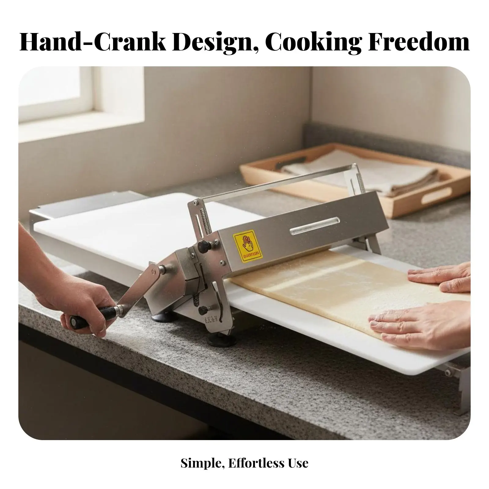 

Hand Crank Puff Pastry Machine Stainless Steel Frame Puff Pastry Laminator Manual Pastry Sheeter Space-Saving for Restaurant