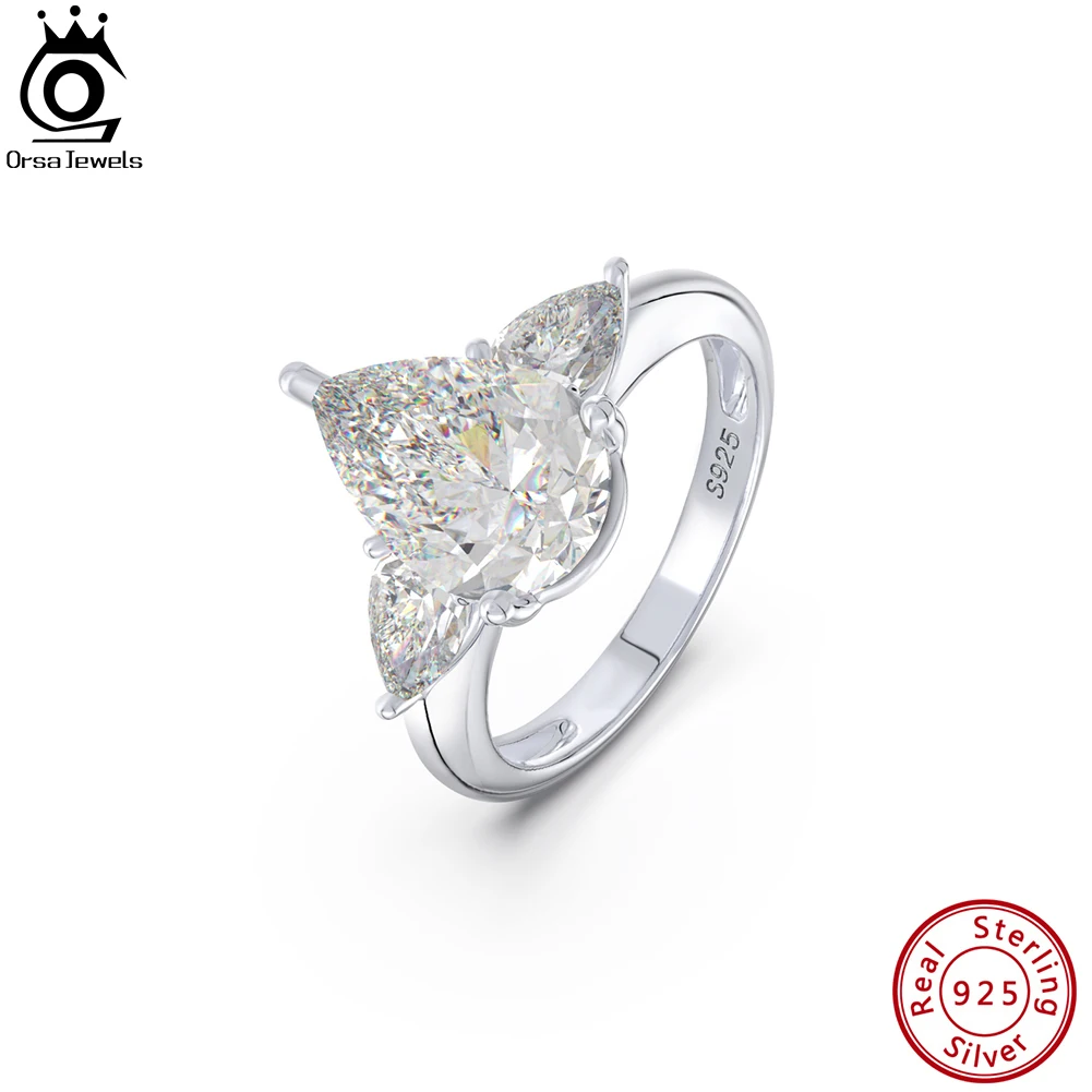 Orsa Juwelen 925 Sterling Silber glänzend 8a Premium Zirkonia Ringe Hochzeit Verlobung ringe Schmuck für Frauen Mädchen lzr03