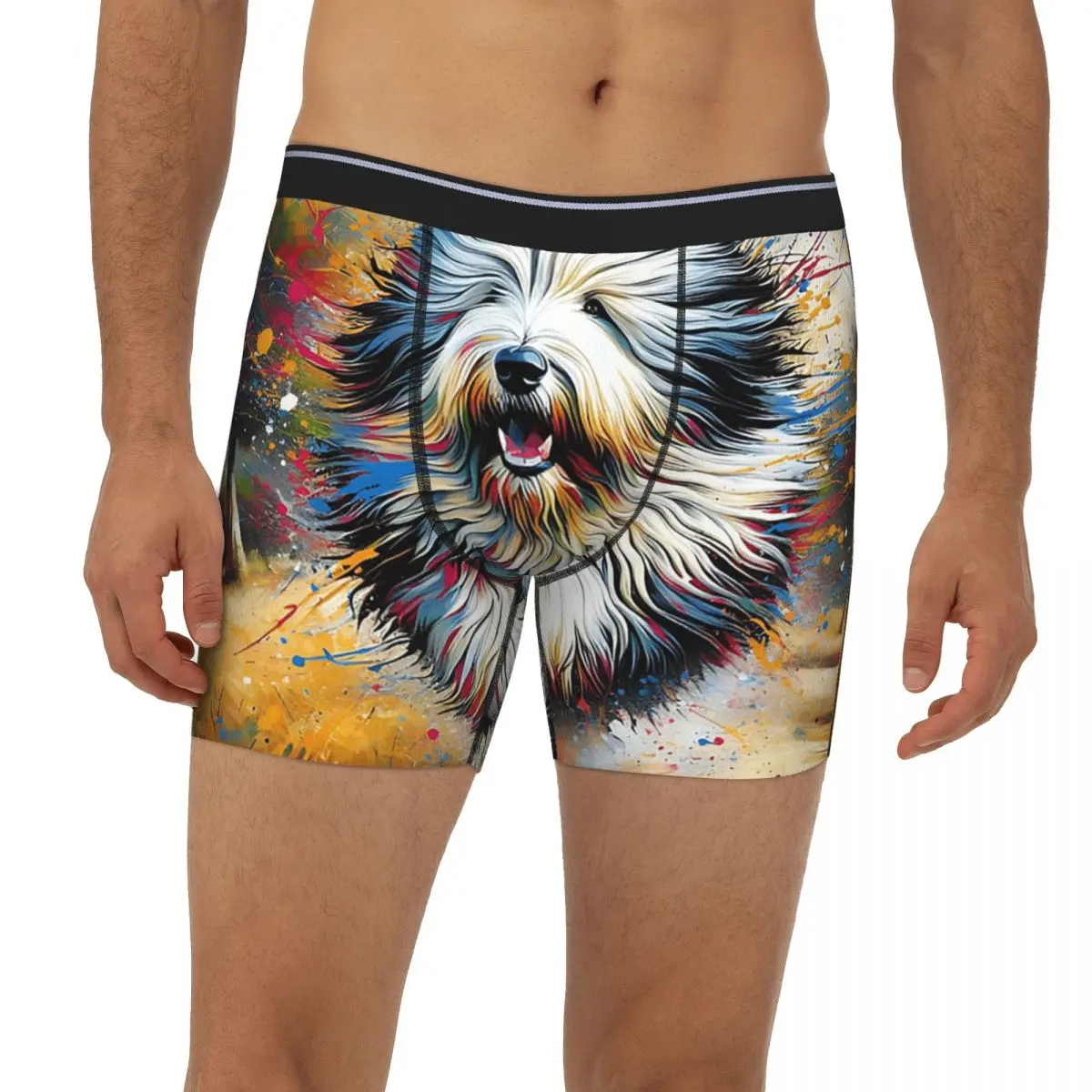 

Староанглийская овчарка, портрет собаки, акриловый художественный принт, портрет домашних животных, подарки для любителей собак, трусы, короткие мужские трусы, нижнее белье