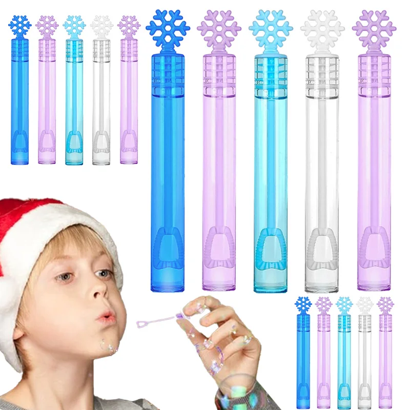 10/20 piezas Mini varita de burbujas de copo de nieve de Navidad a granel sin burbujas para Navidad invierno cesta de Pascua bolsa de regalos rellenos regalos
